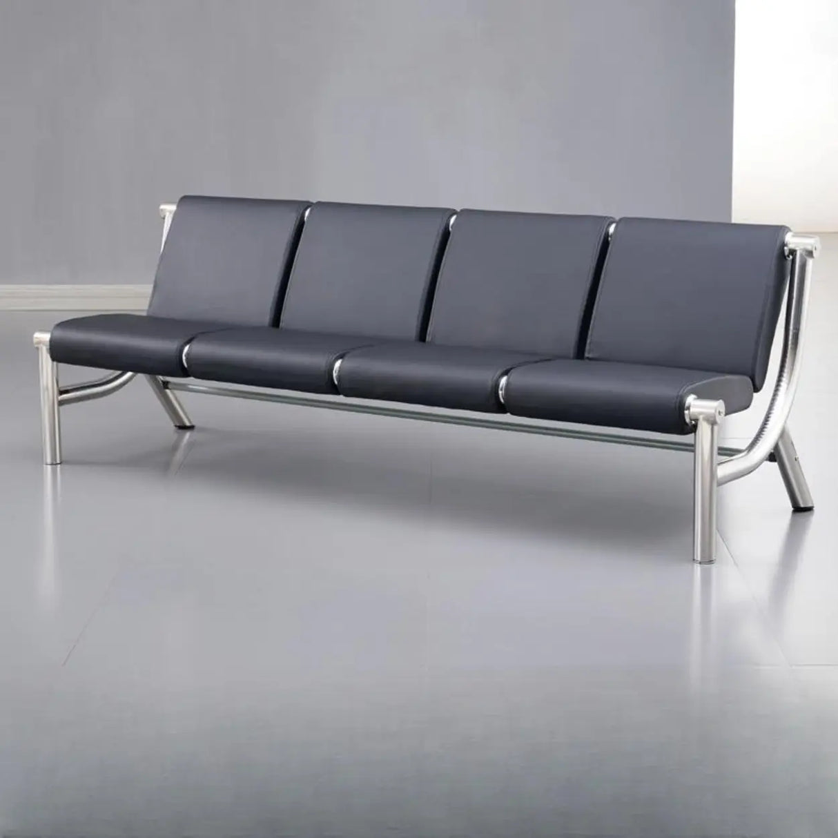 Black Green Stain Resistant Faux Leather Beam Seating Image - 2
