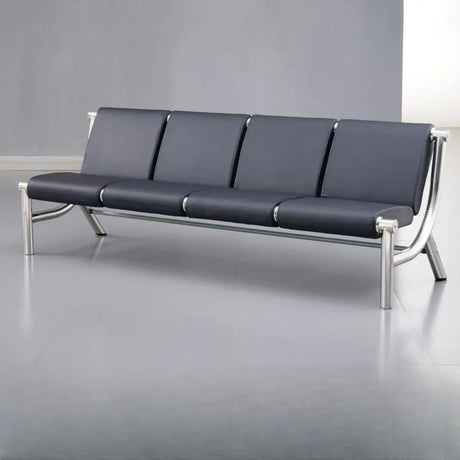 Black Green Stain Resistant Faux Leather Beam Seating Image - 2