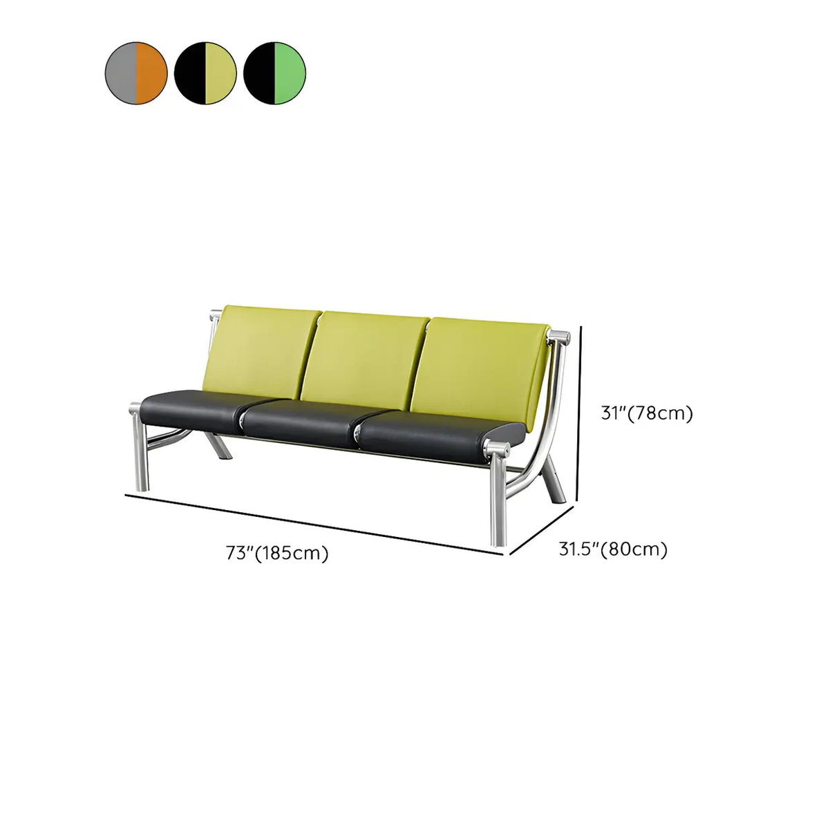 Black Green Stain Resistant Faux Leather Beam Seating Image - 22