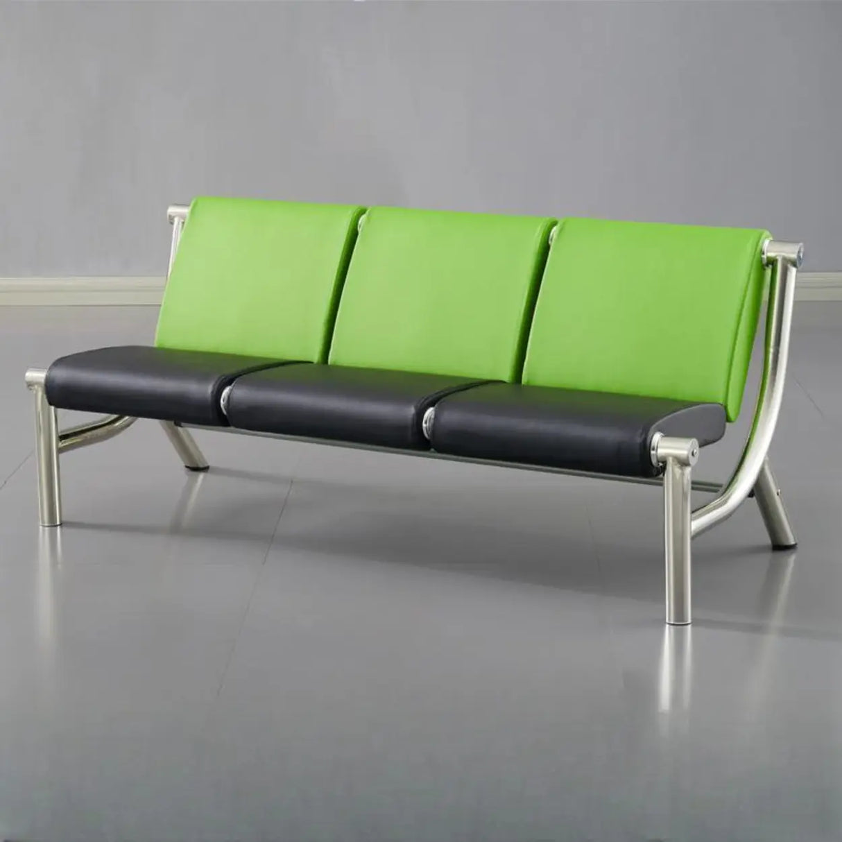 Black Green Stain Resistant Faux Leather Beam Seating Image - 8