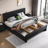 Black Headboard Queen Storage Includes Bed with Drawers Image - 5