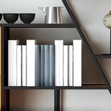 Black Industrial Geometric Iron Frame Open Bookcase Image - 10