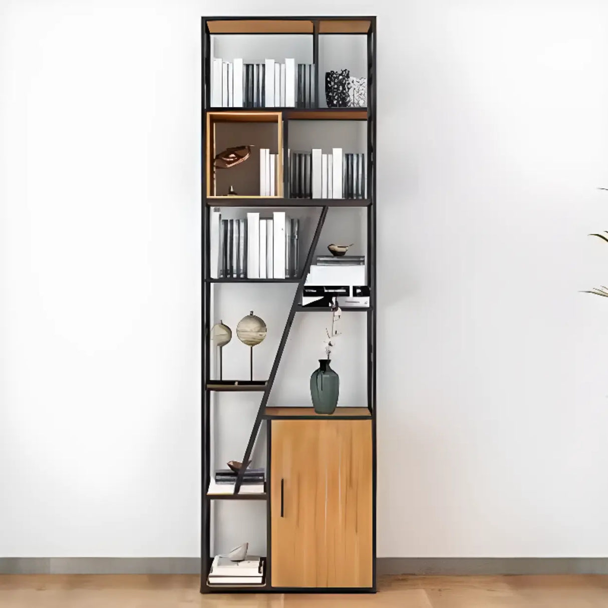 Black Industrial Geometric Iron Frame Open Bookcase Image - 12