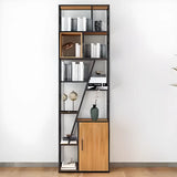 Black Industrial Geometric Iron Frame Open Bookcase Image - 12