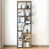 Black Industrial Geometric Iron Frame Open Bookcase Image - 4