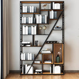 Black Industrial Geometric Iron Frame Open Bookcase Image - 5