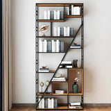 Black Industrial Geometric Iron Frame Open Bookcase Image - 7