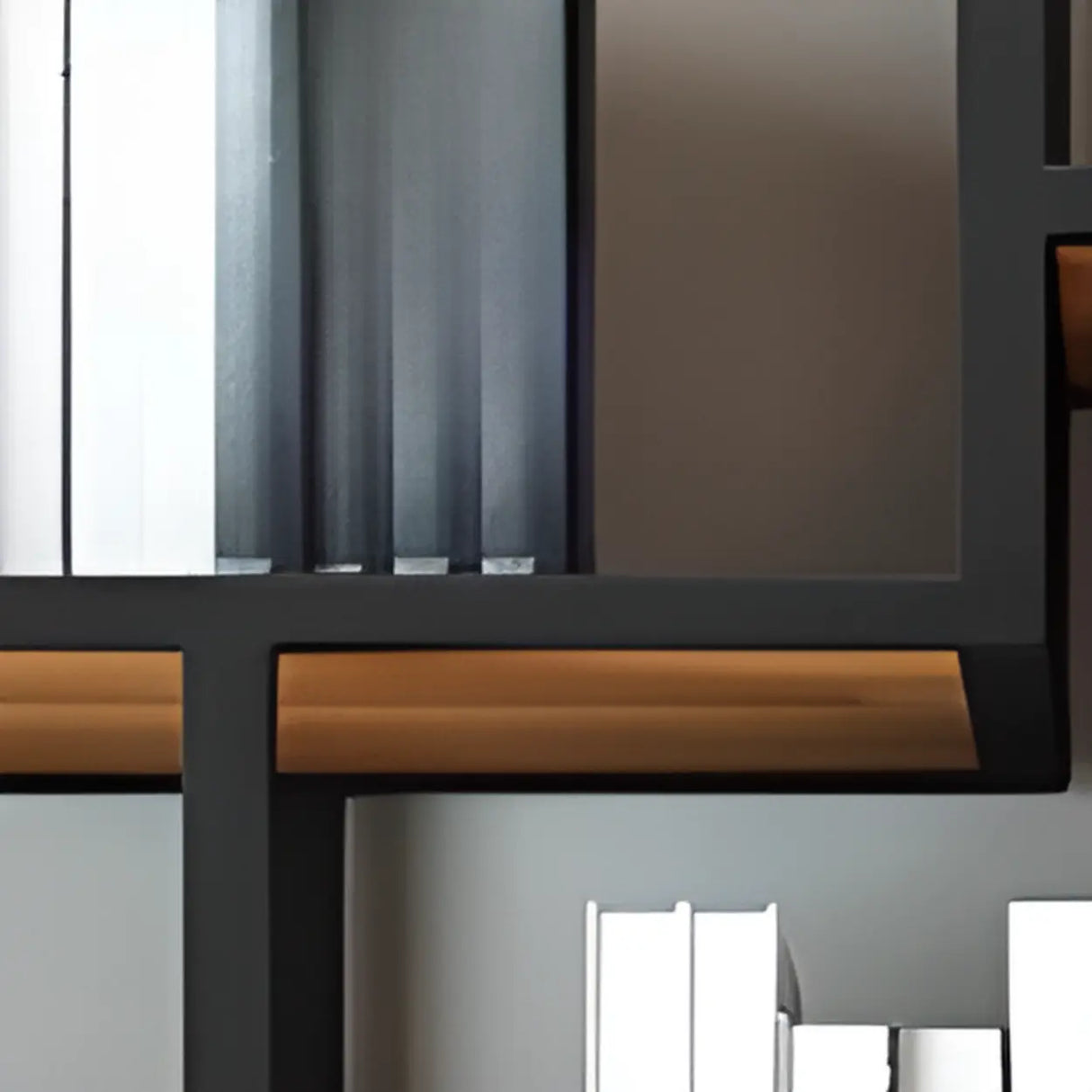 Black Industrial Geometric Iron Frame Open Bookcase Image - 9