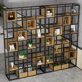 Black Industrial Open Etagere Metal Large Bookshelf Image - 11