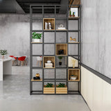 Black Industrial Open Etagere Metal Large Bookshelf Image - 13