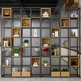 Black Industrial Open Etagere Metal Large Bookshelf Image - 14