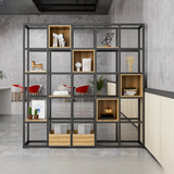 Black Industrial Open Etagere Metal Large Bookshelf Image - 15