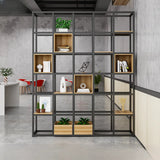 Black Industrial Open Etagere Metal Large Bookshelf Image - 16