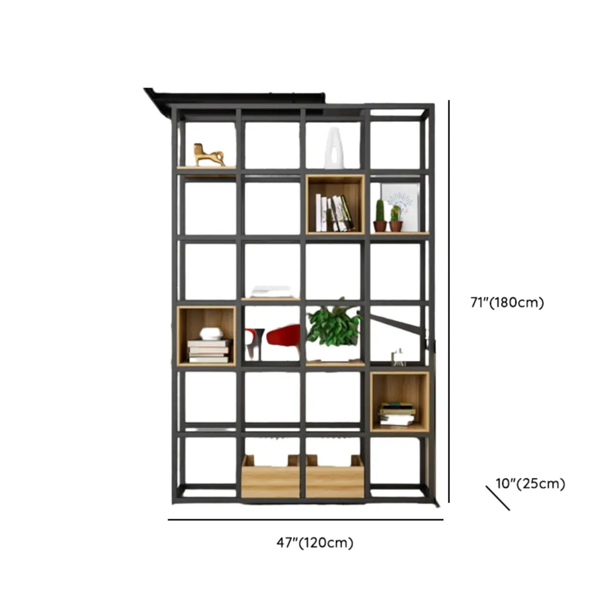 Black Industrial Open Etagere Metal Large Bookshelf 