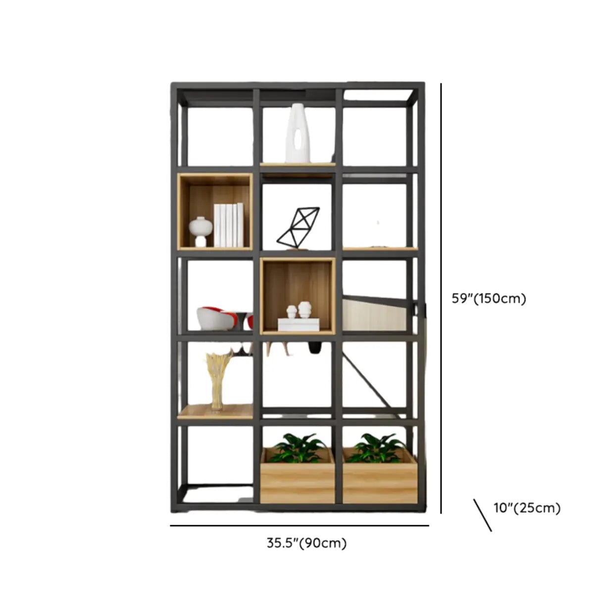 Black Industrial Open Etagere Metal Large Bookshelf Image - 19