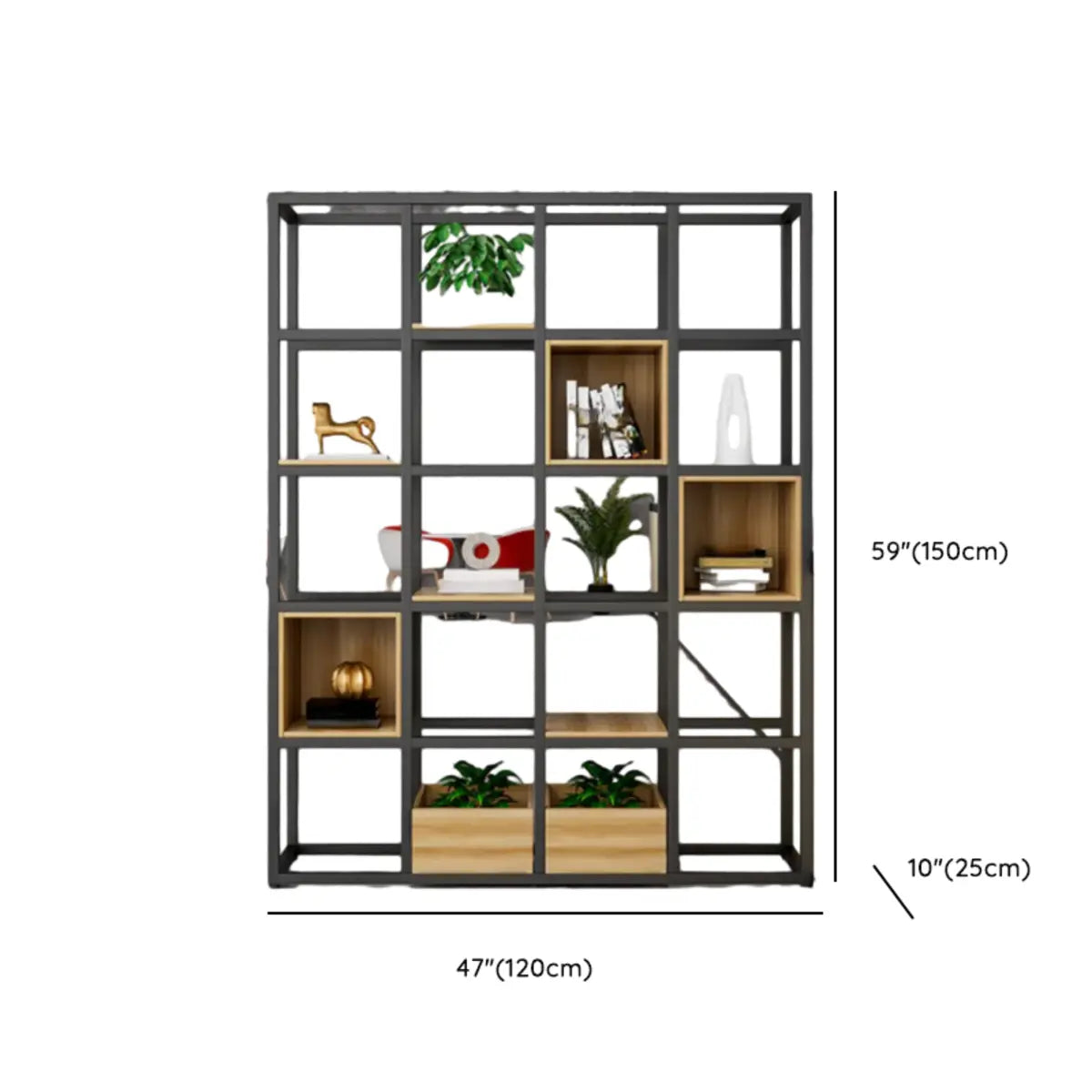 Black Industrial Open Etagere Metal Large Bookshelf Image - 20
