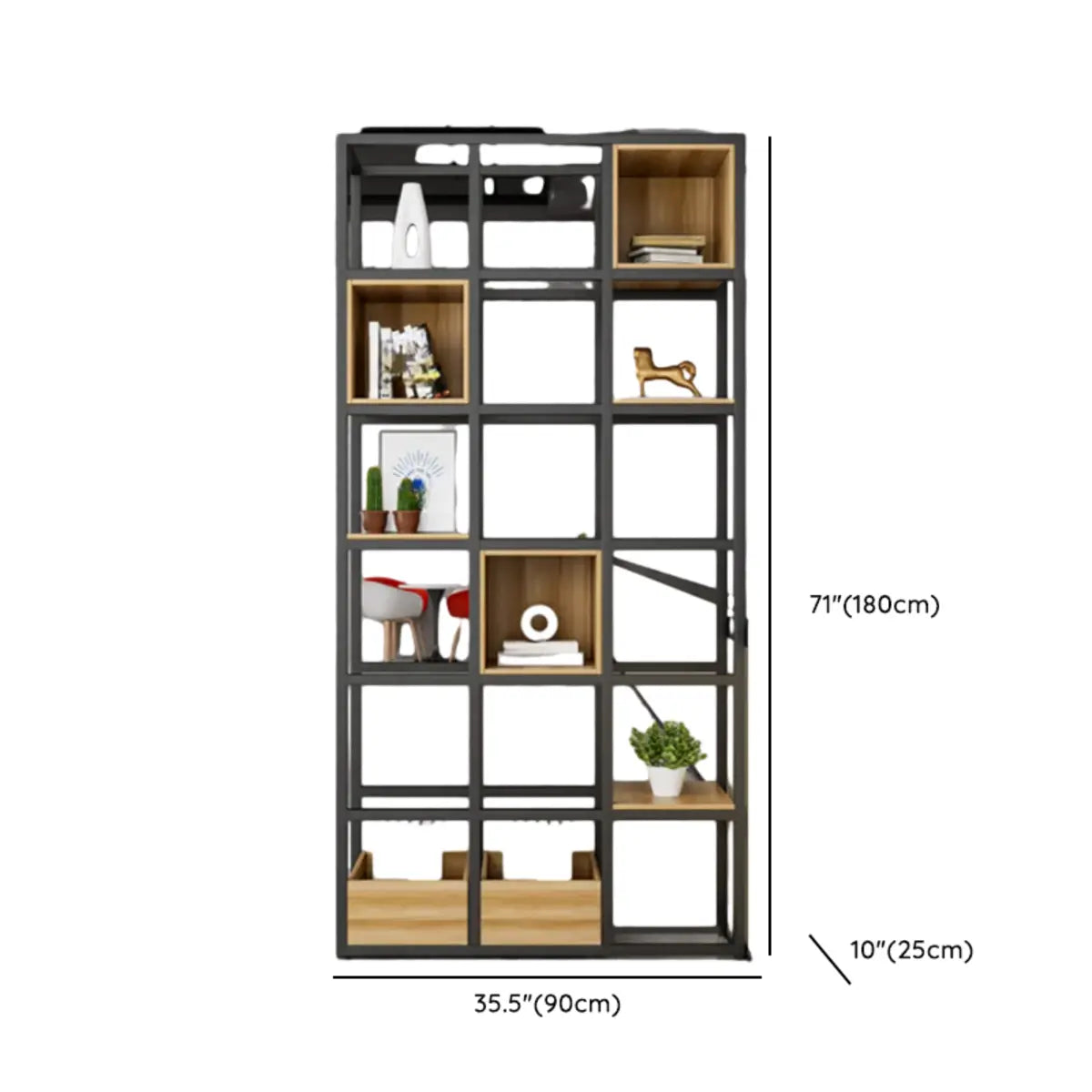 Black Industrial Open Etagere Metal Large Bookshelf Image - 23