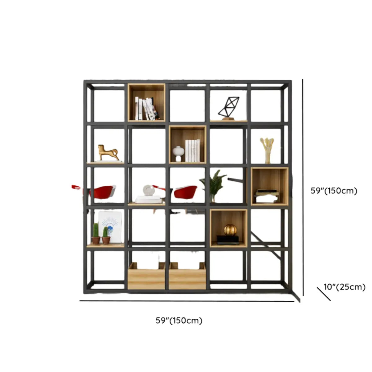 Black Industrial Open Etagere Metal Large Bookshelf Image - 24