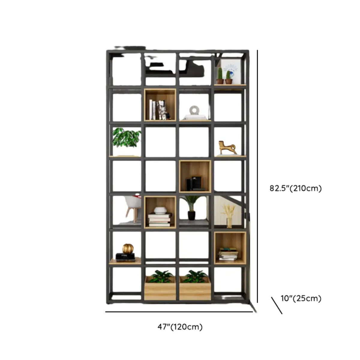 Black Industrial Open Etagere Metal Large Bookshelf Image - 25