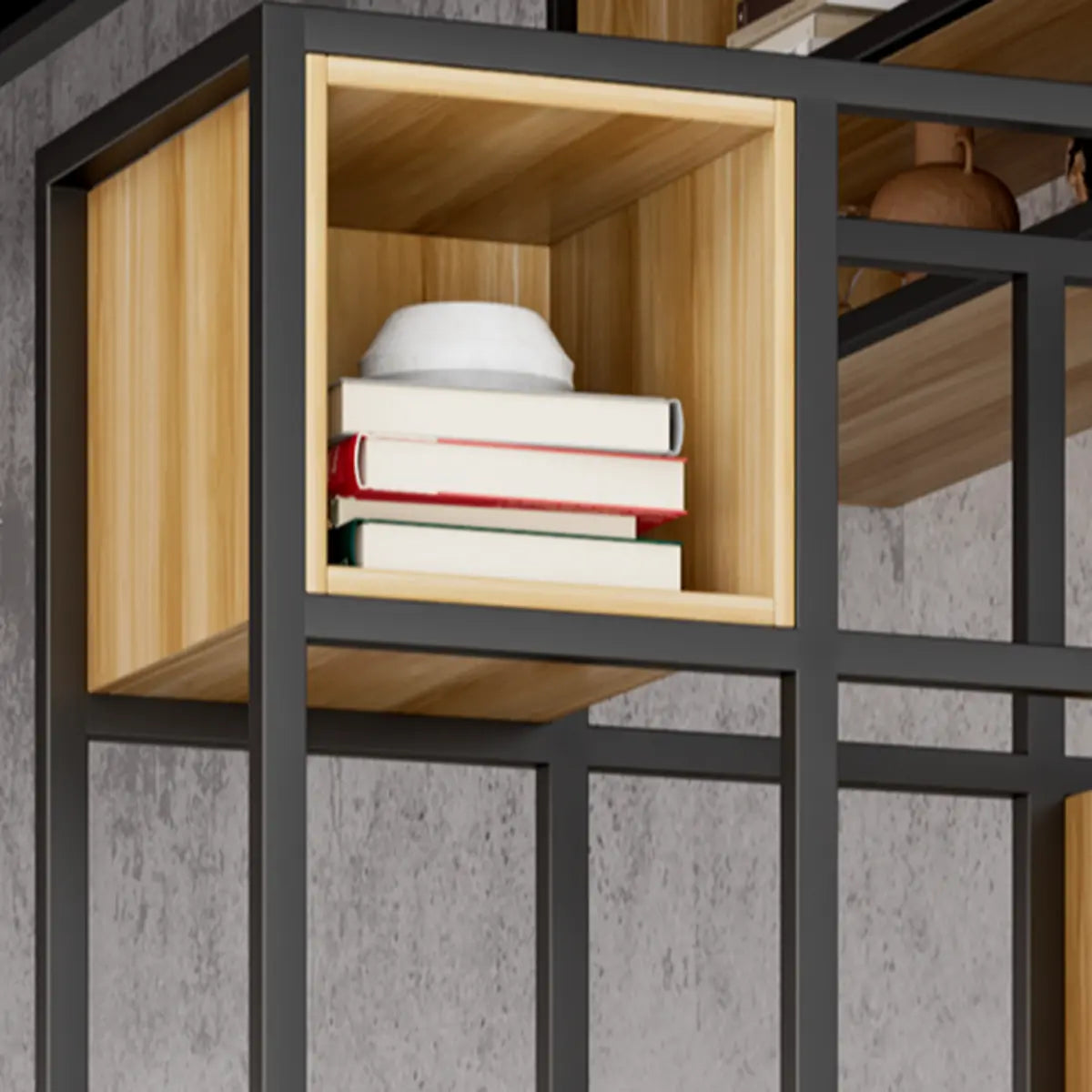 Black Industrial Open Etagere Metal Large Bookshelf Image - 7