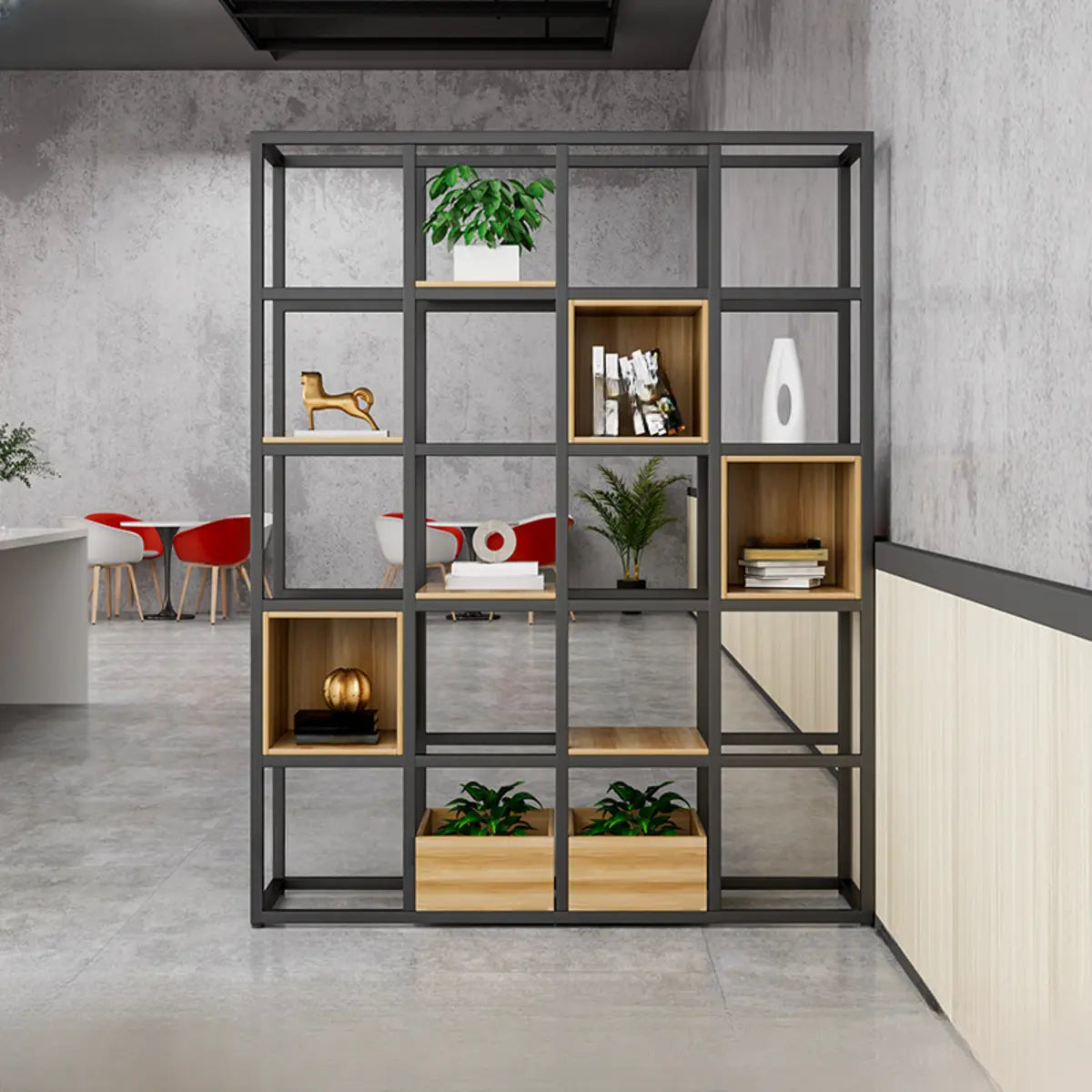 Black Industrial Open Etagere Metal Large Bookshelf Image - 9