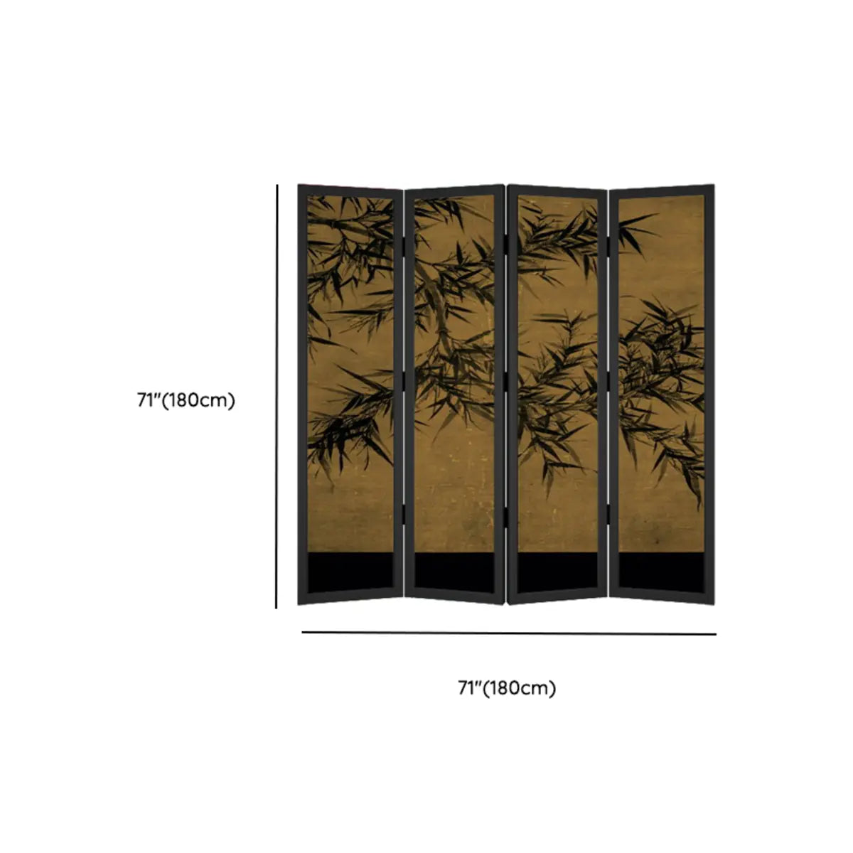 Black Ink Bamboo Abstract Folding Gauze Room Divider Screen 
