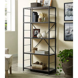 Black Iron Industrial Open Multi-Size Storage Bookshelf Image - 1