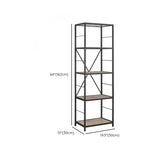 Black Iron Industrial Open Multi-Size Storage Bookshelf Image - 24