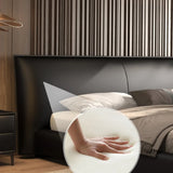 Black King Comfort Leather Upholstered Headboard Bed Image - 11