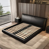Black King Comfort Leather Upholstered Headboard Bed Image - 4