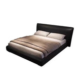 Black King Comfort Leather Upholstered Headboard Bed Image - 5