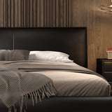 Black King Comfort Leather Upholstered Headboard Bed Image - 6