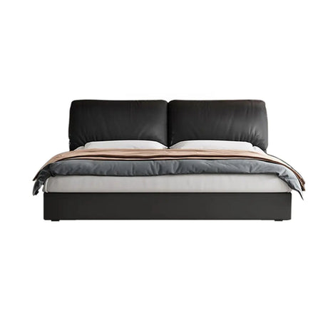 Black King Leather Headboard Storage Bed with Mattress Image - 2