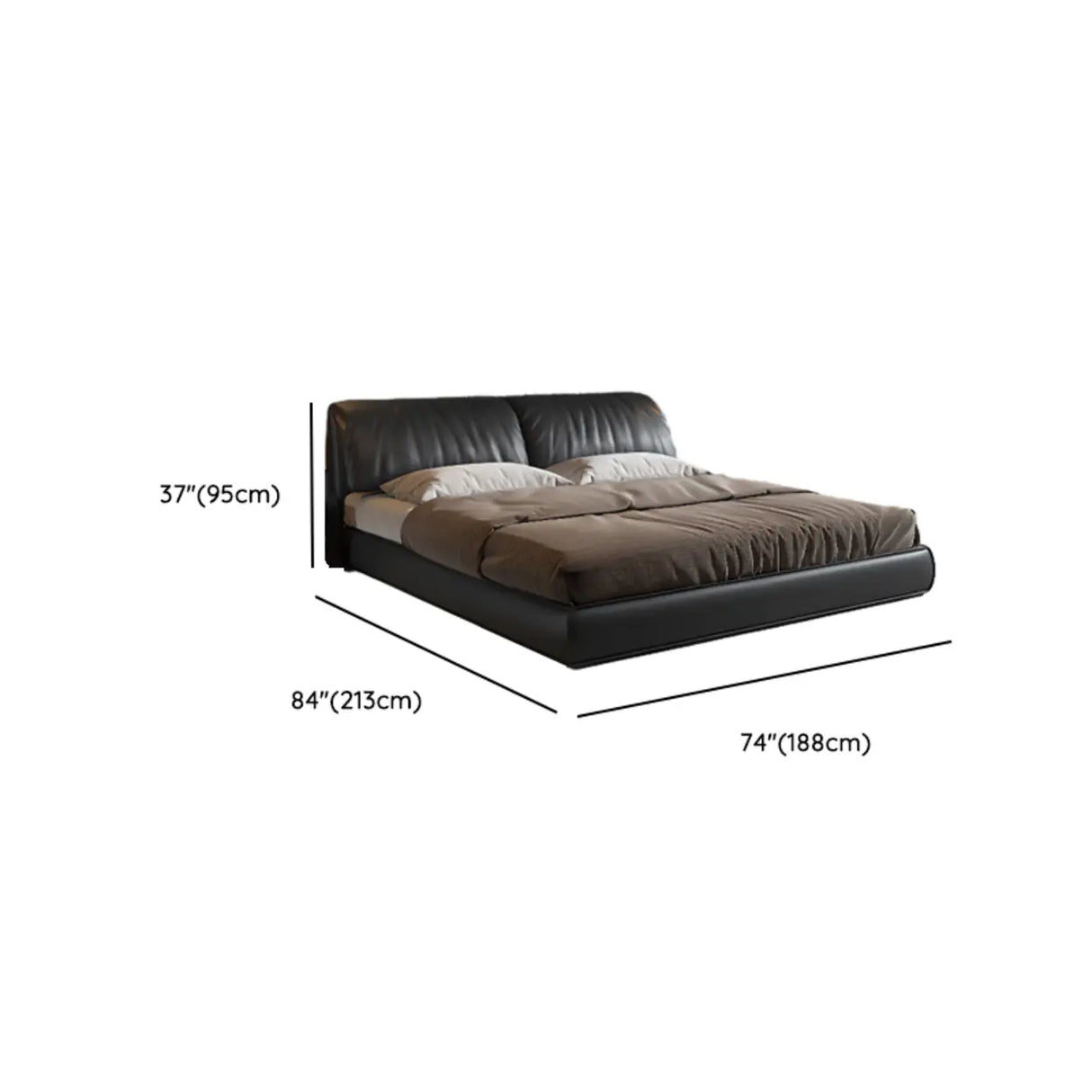 Black King Leather Lift Up Storage Bed with Headboard Image - 11