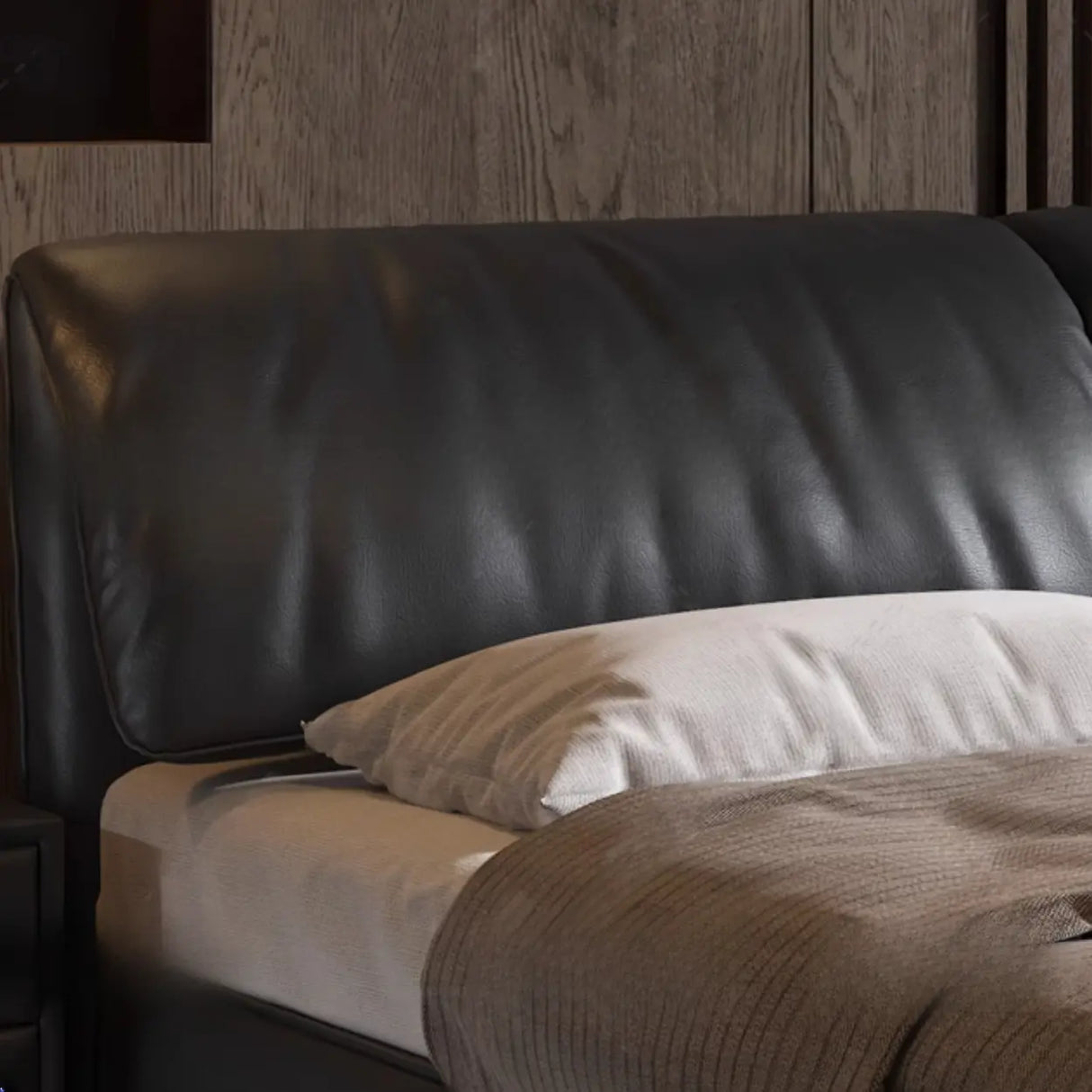 Black King Leather Lift Up Storage Bed with Headboard Image - 5