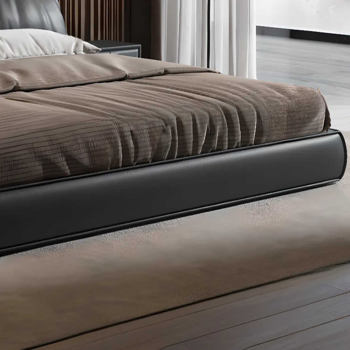 Black King Leather Lift Up Storage Bed with Headboard Image - 7