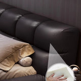 Black King Modern Leather Headboard  Floor Bed Frame Image - 6