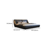 Black King Upholstered Leather Modern Wingback Bed Image - 17