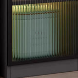 Black Kitchen Frosted Glass Tall Storage China Cabinet Image - 12