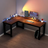 Black L-Shape Wooden Gaming Desk with Cord Management  Image - 1