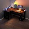 Black L-Shape Wooden Gaming Desk with Cord Management  Image - 11