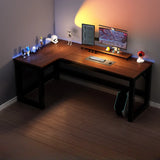 Black L-Shape Wooden Gaming Desk with Cord Management  Image - 15