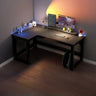 Black L-Shape Wooden Gaming Desk with Cord Management  Image - 22