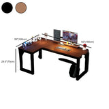 Black L-Shape Wooden Gaming Desk with Cord Management  Image - 30