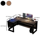 Black L-Shape Wooden Gaming Desk with Cord Management  Image - 38