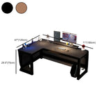 Black L-Shape Wooden Gaming Desk with Cord Management  Image - 39