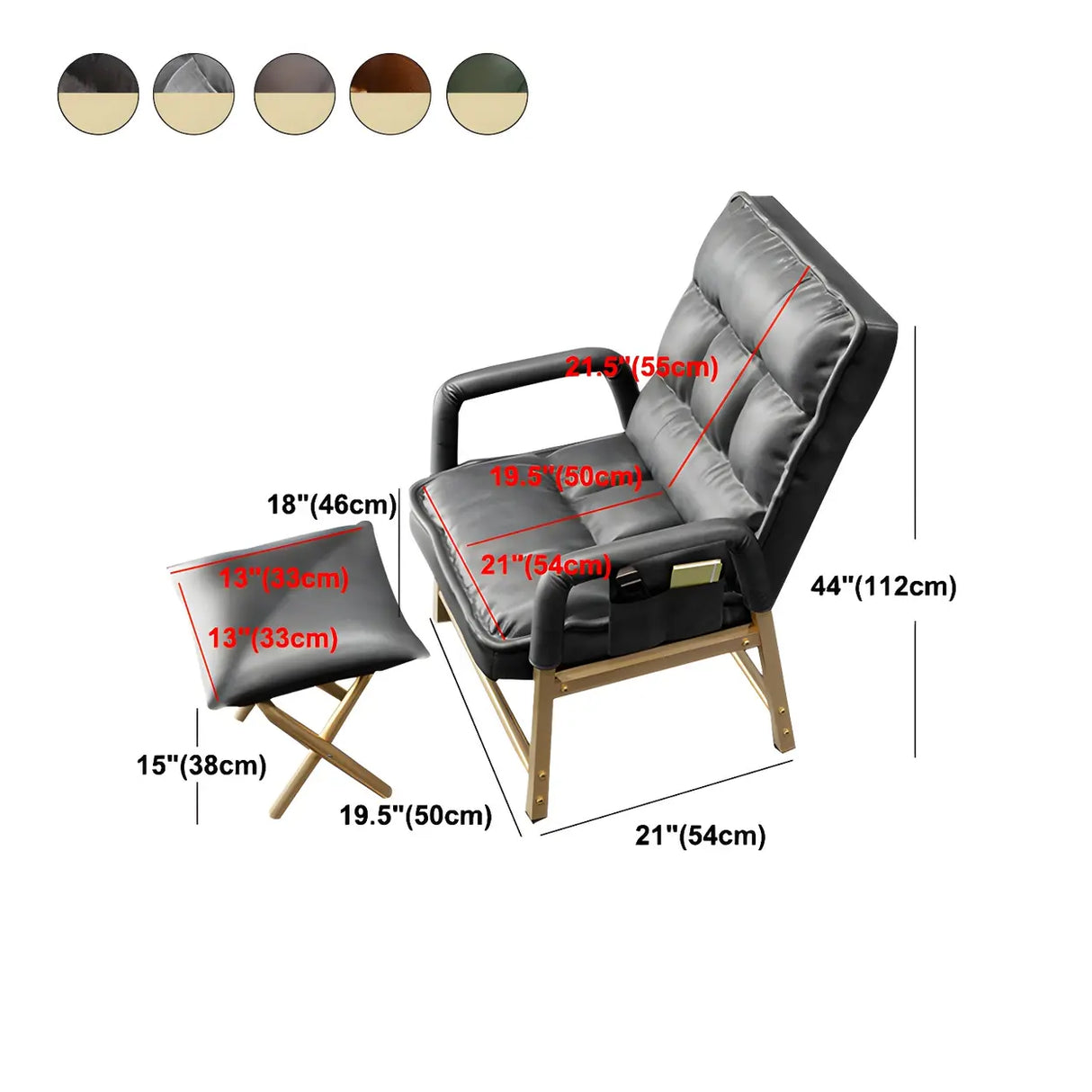 Black Large Adjustable Ergonomic PU Leather Office Chair 