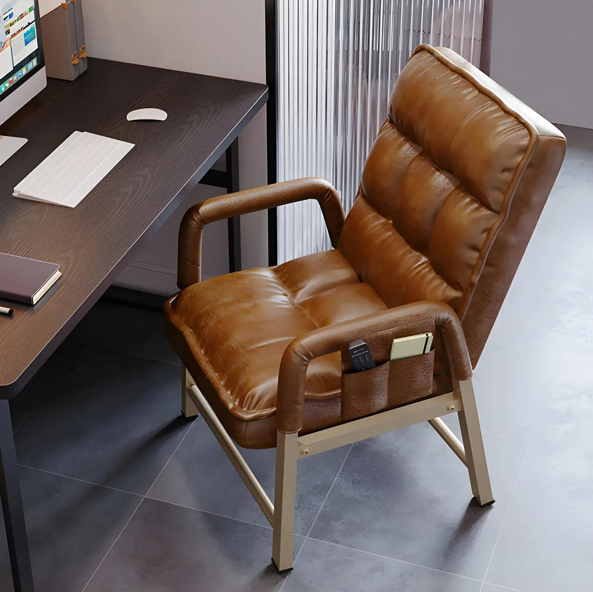 Black Large Adjustable Ergonomic PU Leather Office Chair Image - 6