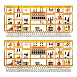 Black Large Modern Metal Bar Floating Wall Wine Rack Image - 44