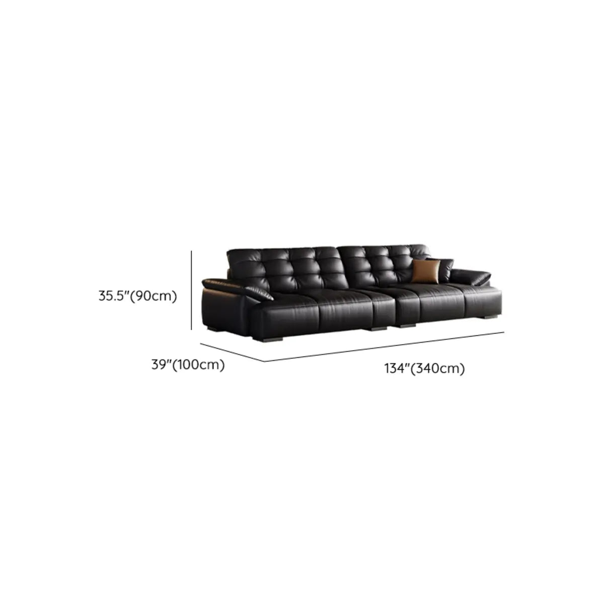 Black Leather Light Wood Frame Reception Sofa with Arms Image - 12